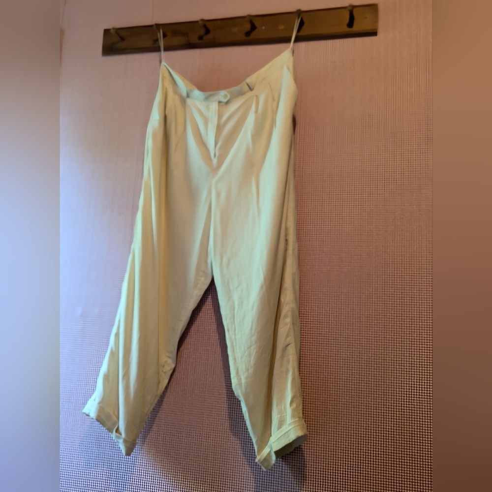 Lauren by Ralph Lauren linen lined cream pleater pants trousers slacks 2…